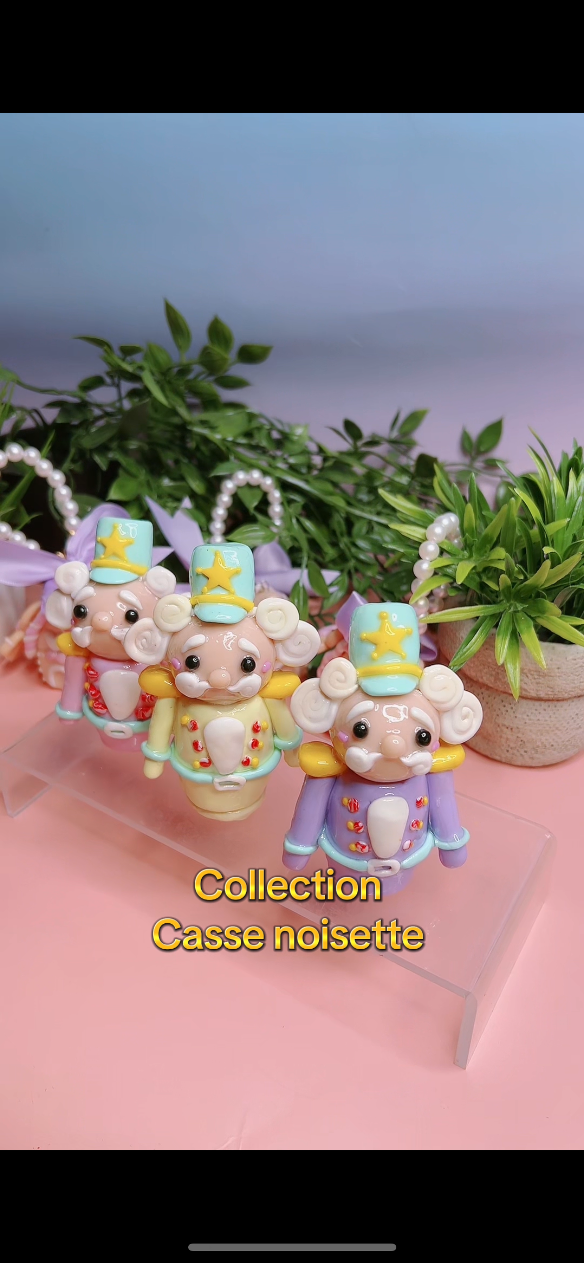 Trio casse noisette de Noël pastel argile polymère