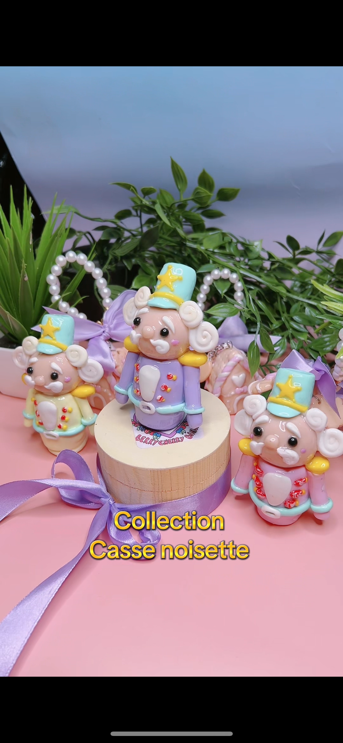 Trio casse noisette de Noël pastel argile polymère